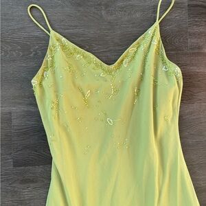 Vintage xscape beaded bias cut fairy green formal cocktail maxi dress size 6